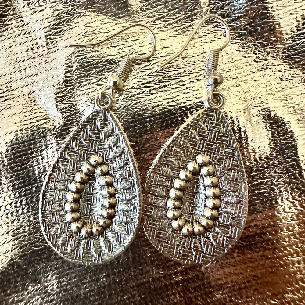 BOHO Silver Earrings Rhinestone Earrings Silver Drop Earrings Teardrop Earrings - Picture 9 of 9